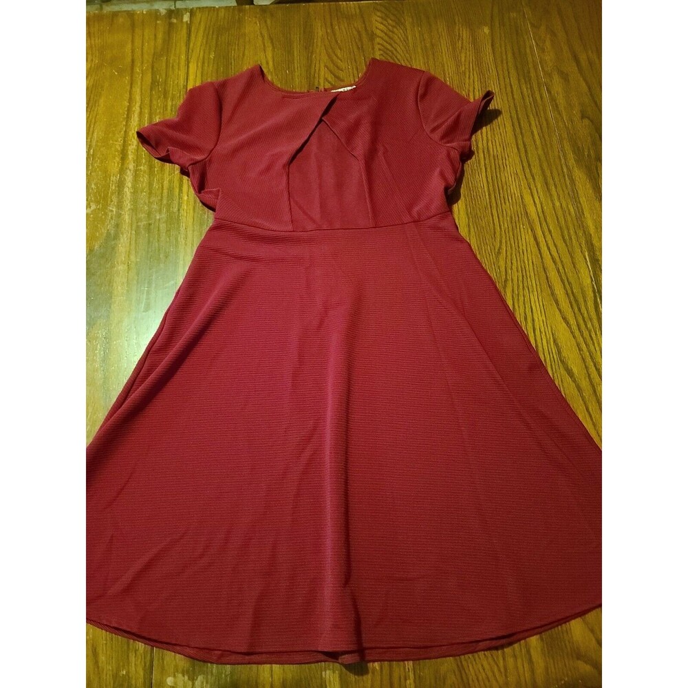 Anthony Richards Red Stretch Dress Bust Details Metal Zipper Size Petit Medium